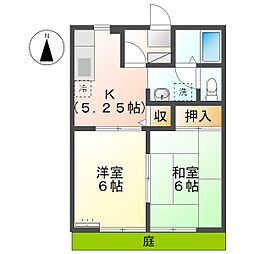 高知市神田 2K 1F(初期費用減額CP) 1階2Kの間取り