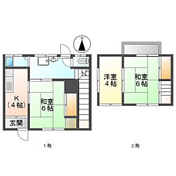 とさでん交通桟橋線 桟橋車庫前駅 徒歩16分の賃貸アパート 1階3Kの間取り