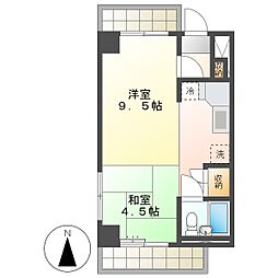 高知市永国寺町 1R 5F(初期費用減額CP) 5階ワンルームの間取り