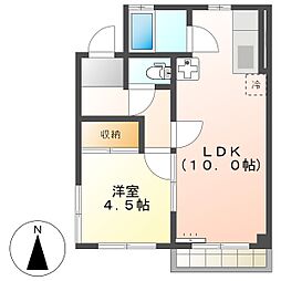 高知市鴨部1　1LDK　3F（初期費用減額CP） 3階1LDKの間取り