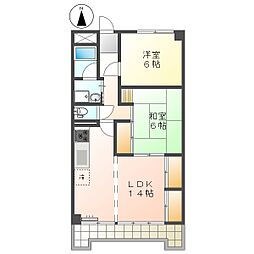 高知市桟橋通6 2LDK 5F(初期費用減額CP) 5階2LDKの間取り