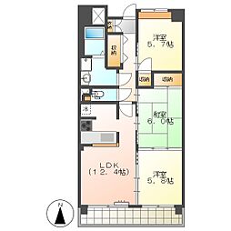 高知市大原町 3LDK 3F(初期費用減額CP) 5階3LDKの間取り