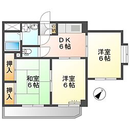 高知市神田 3DK 2F(初期費用減額CP) 2階3DKの間取り