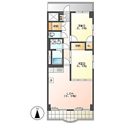高知市河ノ瀬町　2LDK　2F（P1台込・南向・禁煙・角室） 2階2LDKの間取り