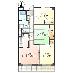 高知市鴨部 3LDK 2F(初期費用減額CP) 2階3LDKの間取り