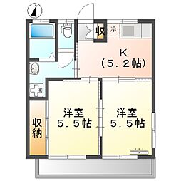 高知市神田 2K 最上階(初期費用CP) 2階