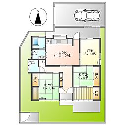 高知市神田 平屋 3LDK(P2台可・縁側・専用庭・南向)