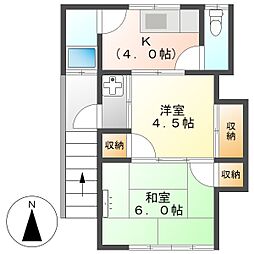 高知市東城山町　2K　2F（角部屋・南向き） 2階