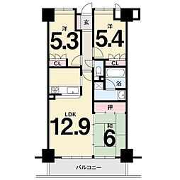 アルファステイツ梅ノ辻 3LDKの間取図画像