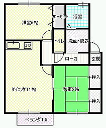 セジュール柿の木2 2LDKの間取図画像