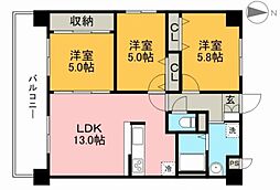 ヒコルティーレ丁野 3LDKの間取図画像