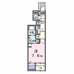 シエロガーデン高知 1Kの間取図画像