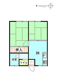 岡崎ハイツ 1階2DKの間取り