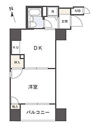 アルファはりまやばし 1DKの間取図画像