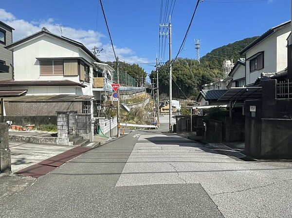 東側の前面道路です。道幅も広く、駐車の際も安心です。