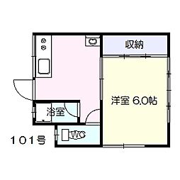 第1杉村ハイツ 1階1Kの間取り