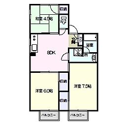 シティハイムナカムラ 2階3DKの間取り
