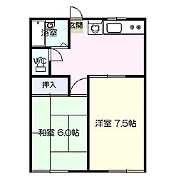 サンハイム2 2DKの間取図画像