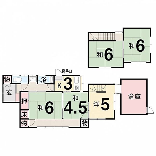 もともと平家建に増築をした2階建て住宅です。