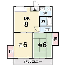 マノワール杉井流 2LDKの間取図画像