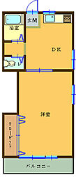 上原マンション 1DKの間取図画像