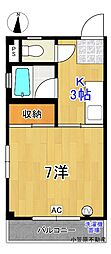 シティーハウス比島 1Kの間取図画像