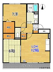 グレイス高？ 2階2LDKの間取り