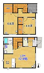 エスグラント三園町 1階2LDKの間取り