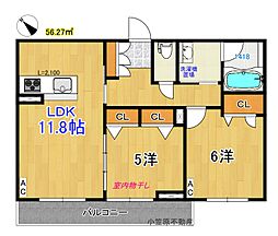 「べレオ シャトノワール」 3階2LDKの間取り