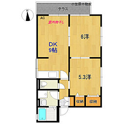 ソシア寿正 2DKの間取図画像