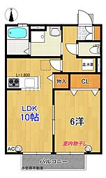 カイセイハイツA 1LDKの間取図画像