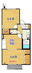 フルーレコート 2DKの間取図画像
