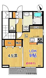 モンブラン2 1LDKの間取図画像