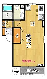 ウィルモアK ワンルームの間取図画像