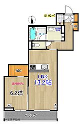 BEREOGardens弥右衛門 1LDKの間取図画像