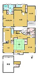 高知市潮見台 一戸建 2丁目車庫付売家 4LDKの間取り
