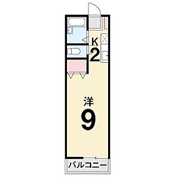 アサヒハイツ 1Kの間取図画像