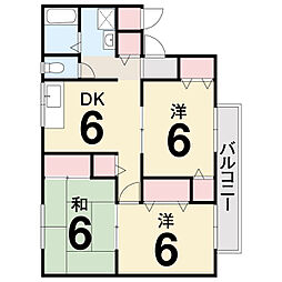 ドミール田中II 1階3DKの間取り