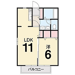 メゾンＥＹＥ　Ａ棟 2階1LDKの間取り
