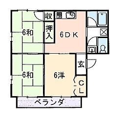 シャトーフローラB 3DKの間取図画像