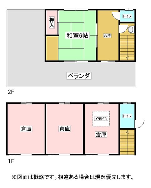 倉庫付住居の間取り図