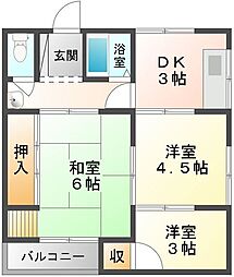 三聖マンション 3DKの間取図画像