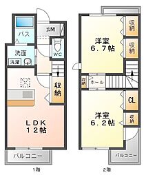グレンデ・フレデリクス 2LDKの間取図画像