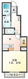 バリオン 1Kの間取図画像