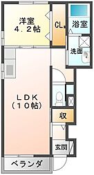 ノーブルK・M 1階1LDKの間取り