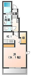 ベル・アンジュA 1階1Kの間取り