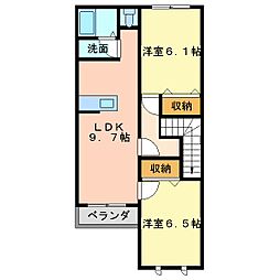 ルナ・プレーナ 2階2LDKの間取り