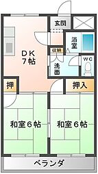 アーバンコート泉宮 2DKの間取図画像