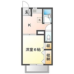 メゾン河内 1Kの間取図画像
