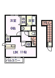 ブリーズヒル国領D 1LDKの間取図画像